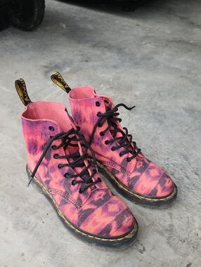 Dr. Martens 1460 Pascal Suede Leather Tie-Dye Pink And Purple Colorway